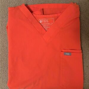 Figs Men's Bright Orange V-Neck Shirt
